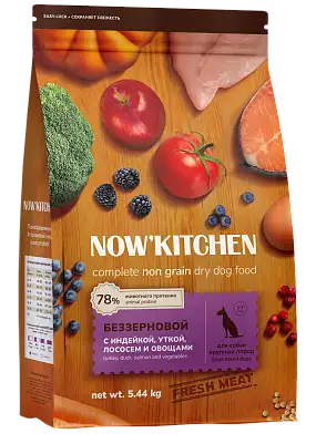 NOW’ Kitchen Fresh Grain-free Large Adult Беззерновой сухой корм для взрослых собак крупных пород со свежей индейкой, уткой, лососем
