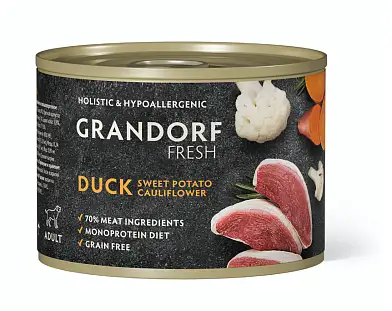 GRANDORF FRESH Консервы для собак паштет из утки с бататом и цветной капустой