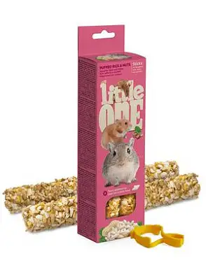 Little One лакомство палочки с воздушным рисом и орехами для хомяков, крыс, мышей и песчанок