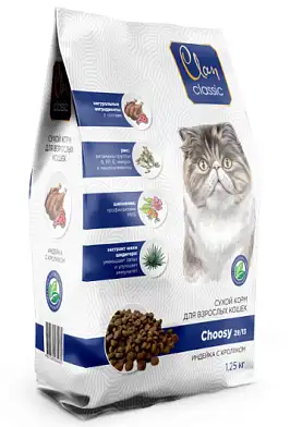 Clan Classic Choosy 29/13 сухой корм для взрослых кошек с индейкой и кроликом